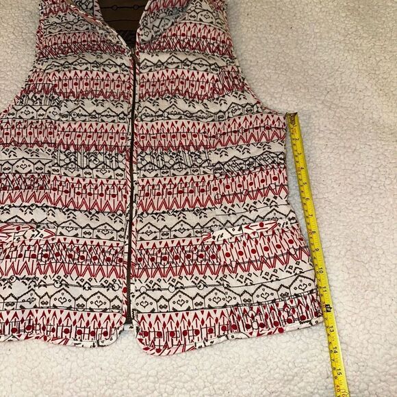 Chicos White Red Brown Embroidered Geometric Vest Size 2 (Large) EUC - Picture 10 of 11